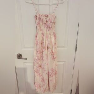H&M Cherry Blossom Pink and Cream Midi Dress